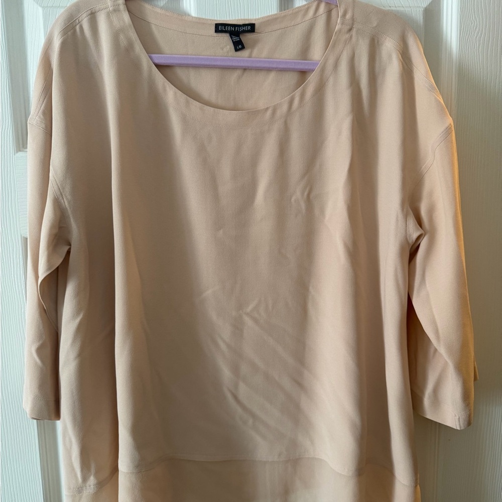 Eileen Fisher Women's Cream Silk Top